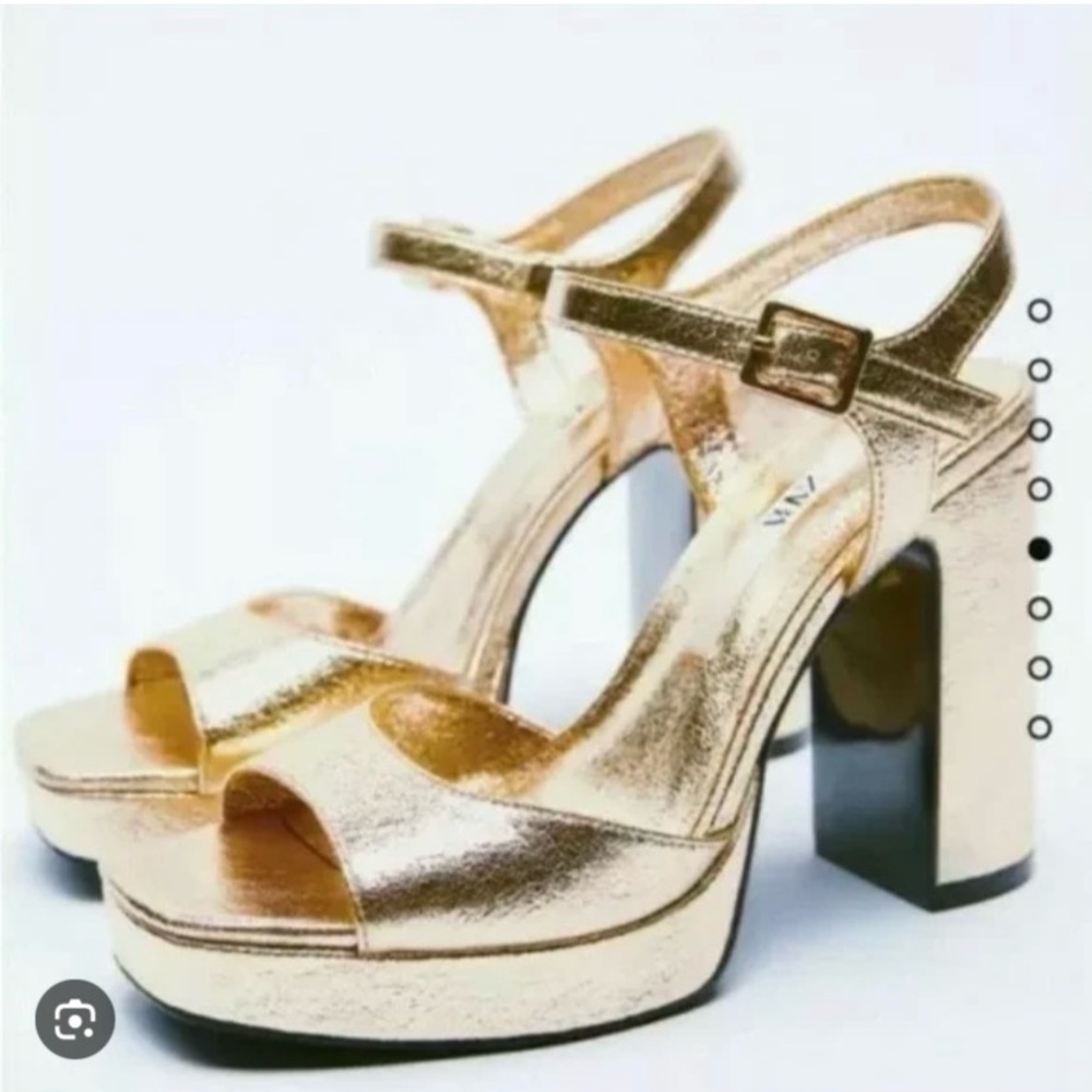 Zara Metallic Gold Platform Sandals